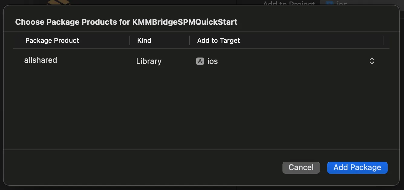 Xcode Targets screenshot