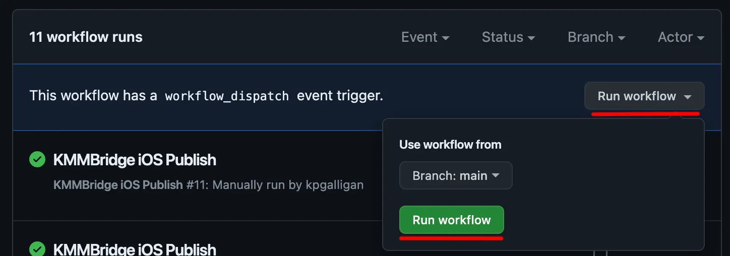 Show how to find the Run workflow button