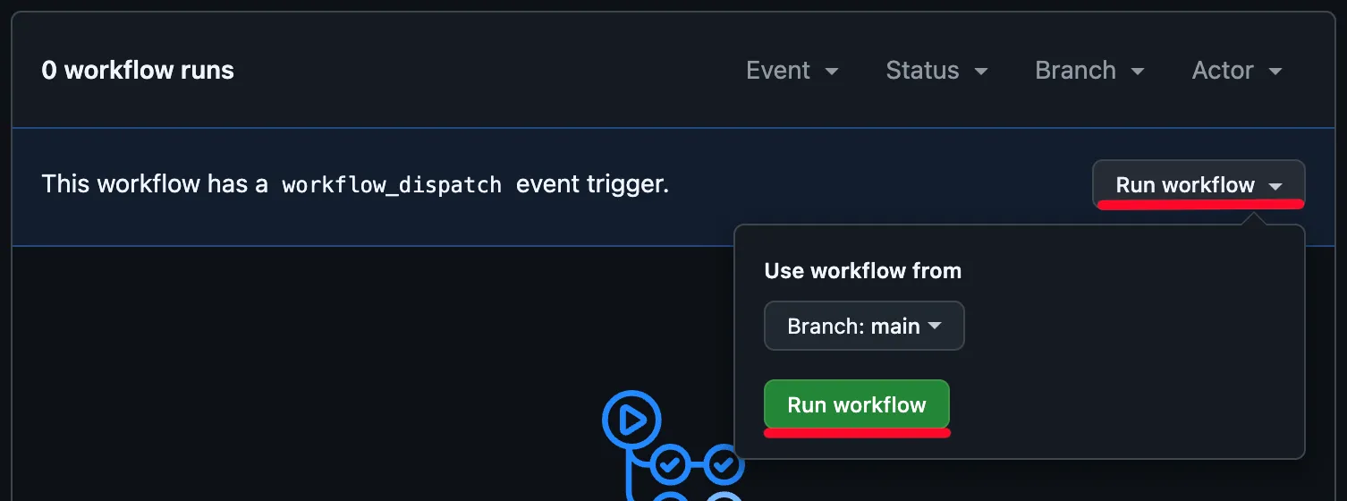 Show how to find the Run workflow button