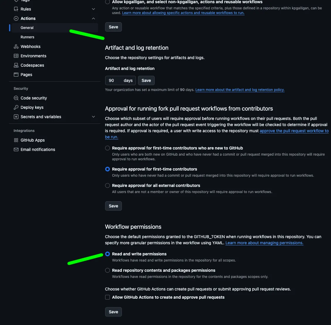 Workflow permissions